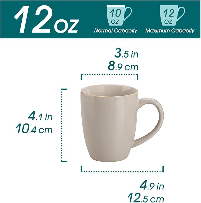 vancasso PLAYA Ceramic Coffee Mug Set of 6, 12 Oz Tea Cups - Image 2