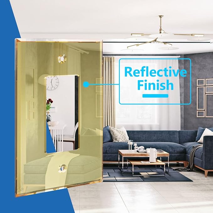 LIDER Reflective Acrylic Decorator Wall Plate, Mirrored Light Switch Plate, Plexiglass Outlet Cover, Acrylic Glass, Oversized 1-Gang 5.25" x 3.44", LWP-31O-AGD, Gold