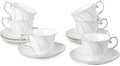 Agyiuns 6 Sets 6oz Porcelain Tea Cups Saucers，White by Agyiuns