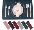 Placemats for Dining Table Set of 4,Design-Classic Faux Leather Wipeable Place Mats,Waterproof&Stain Resistant Table Mats,Washable,Heat-Resistant,Non-Slip Reusable for Kitchen(Navy,4),