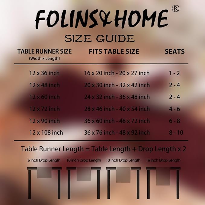 FOLINS&HOME Burgundy Waterproof Decorative Table Runner 36 Inches Long | 210GSM - Image 6