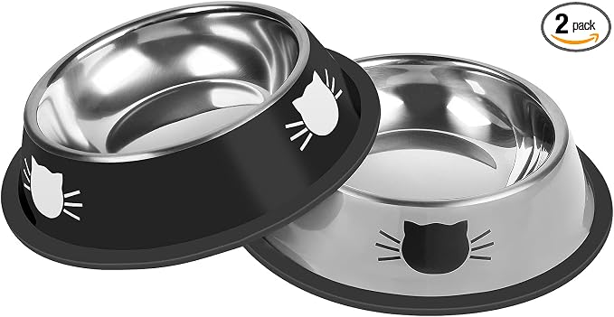 Serentive 2 Pcs Non-Slip Stainless Steel Small Food Bowls by Serentive