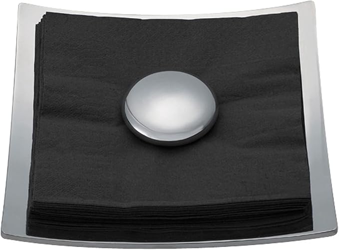 nambe Stone Napkin Holder for Kitchen Countertops | Use for Indoor and Outdoor Dining | Table Top Luncheon Napkin Tray for Parties, Weddings, and Events | Made of Metal Alloy | 8 x 8 inches