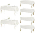 Fokitut 6 Pack Rectangle Tablecloth, 60x102 Inch, Stain Resistant and Wrinkle Polyester Table Cloth, Fabric Table Cover for Kitchen Dining, Wedding, Party, Holiday Dinner-Ivory