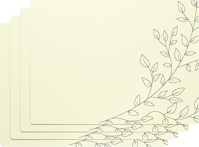 Royalty Art Ivory Boho Placemats, 4 Pc. Set, Non-Slip Cork Backed, Wipeable Heat Resistant Surface for Kitchen and Dining Table Protection, Cute Floral Pattern for Farmhouse or Rustic Decor