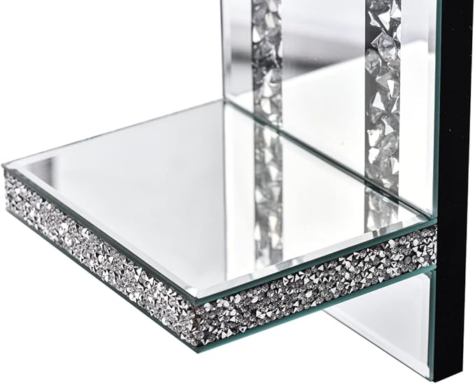 Crystal Crush Diamond Mirrored Candle Sconces, Silver Wall Candle Holder Set of 2, Wall Decorations for Living Room，Dining Room (Rectangle Stripe (Style 4))