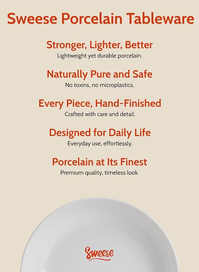 Sweese 22oz Porcelain Pasta Bowls Set of 6-7.6 Inch White Salad Serving Plates - Image 7