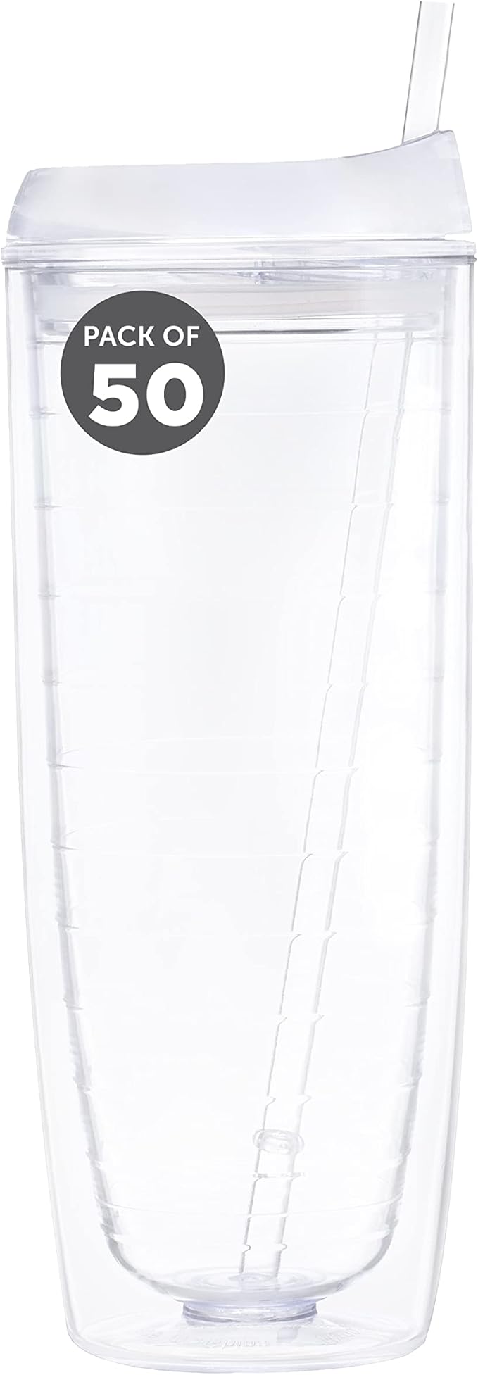 Custom Tall Orbit Acrylic Tumblers 20 oz. Set of 50, Personalized Bulk Pack - Perfect for Iced Coffee, Soda, Other Hot & Cold Beverages - Clear