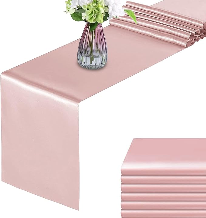 Rose Gold Table Runners, 12x108 Inches, 6 Pack | Satin, Silk and Smooth Fabric by HMQIANG