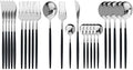 JASHII Flatware Serving Set 24 Piece, Stainless Steel Silverware Set, Titanium by JASHII