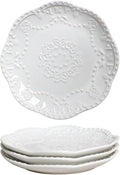 Gaolinci European Palace Series Lace Embossed Ceramic Dinner Plate by Gaolinci