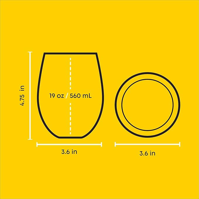 JoyJolt Marvel Spider-Man Spidey-Sense Stemless Drinking Glasses, 19oz Superhero Glass Tumblers, Set of 4 Drink Glasses, Marvel Gifts for Men and Women