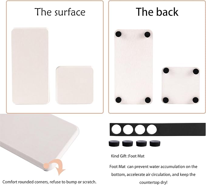 Set of 4 Water Absorbent Diatomite Coasters, Diatomaceous Earth Kitchen Soap Dish, Bathroom Trays, Water Absorbing Stone Used for Hand Soaps & Plants & Toiletries in The Modern Home