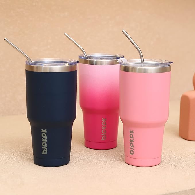 BJPKPK 30 oz Stainless Steel Tumbler With Lid And Straw Vacuum Insulated Double Wall Travel Coffee Water Tumbler,Purple