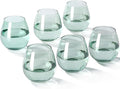 Green Stemless Wine Glasses Set of 6-15oz -Modern Hand-Blown Wine Glasses, European Design Crystal Glass For Red & White Wine, Unique Gifts for Wedding, Birthday
