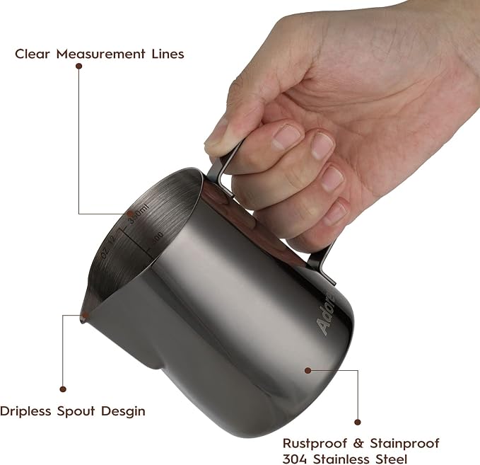 Milk Frothing Pitcher, 350ml Steaming Pitchers Stainless Steel Milk Coffee - Image 3