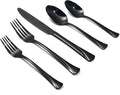 Alata Alice Black Mirror 40-Piece Silverware Set Stainless Steel Flatware Set,Service for 8,Mirror Polished Cutlery Set,Dishwasher Safe