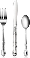 New Star Foodservice Rose Pattern Stainless Steel Flatware Set, 3-Piece Set by NewStarFoodservice