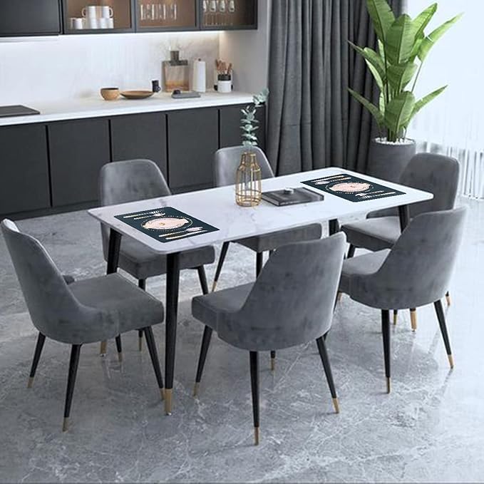 Placemats for Dining Table Set of 4,Design-Classic Faux Leather Wipeable Place Mats,Waterproof&Stain Resistant Table Mats,Washable,Heat-Resistant,Non-Slip Reusable for Kitchen(Navy,4),