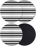 Black Gray Striped Coasters Set of 4, Contemporary Minimalist Lines Art Soft by PIEPLE