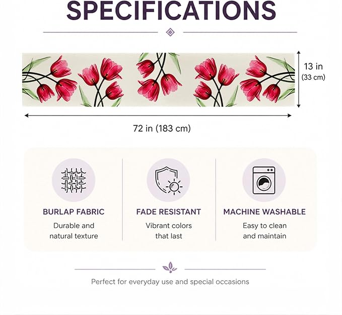 Floral Table Runner Mode Flowers Spring Summer Table Runner Seasonal Table - Image 6