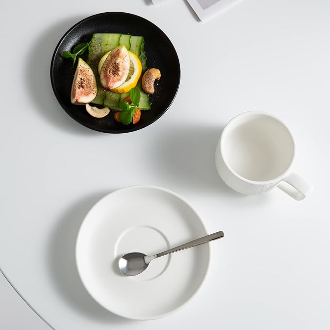 Rock Texture Embossed Ceramic Coffee Set, 6 oz | Tea Set, Cappuccino Espresso - Image 5