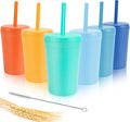 10 oz Wheat Straw Cups with Lids and Silicone Straws, Small Tumbler Straw Cups by Shopwithgreen