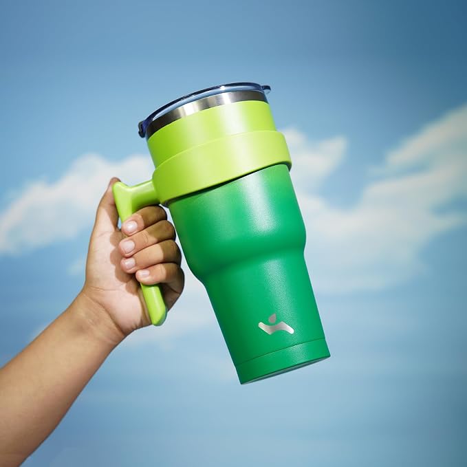 Konokyo 30 oz Tumbler with Handle and Straw, Insulated Travel Mug | Matcha - Image 5