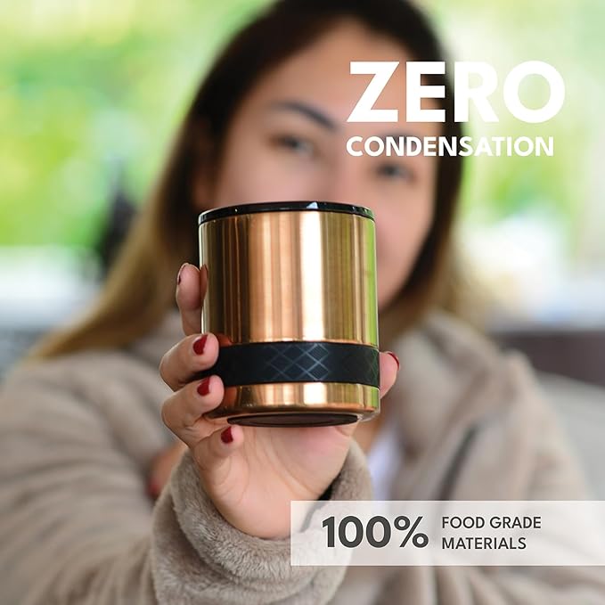 Elemental Recess Lowball Tumbler, 10oz Triple Wall Stainless Steel Cup with Non-Shattered Tritan Lid, Insulated Whiskey Glass, Insulated Coffee Tumbler Mug for Hot & Cold Drinks - Copper