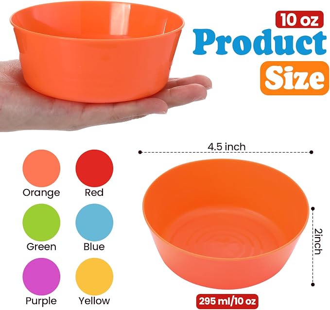 Foaincore Kids Plastic Bowls 10 oz Cereal Snack Microwave Dishwasher Safe - Image 2