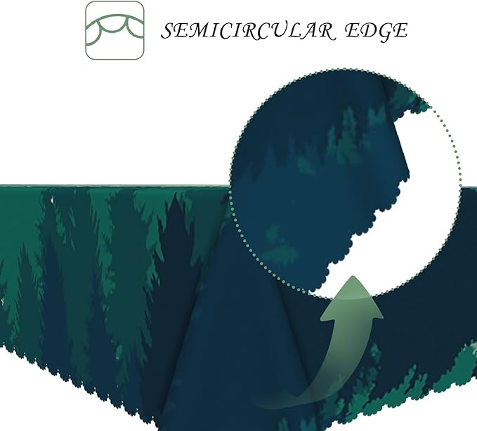 52x70 Inch Nature Rectangular Tablecloth Misty Pine Forest Silhouette Table Cloth Waterproof Durable Table Cover for Party Picnic Indoor Gaming Room Decor