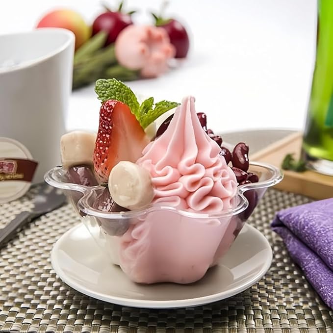TOFLEN 8 oz Dessert Cups with Spoons, 200 Pack | Clear Plastic, Disposable - Image 6