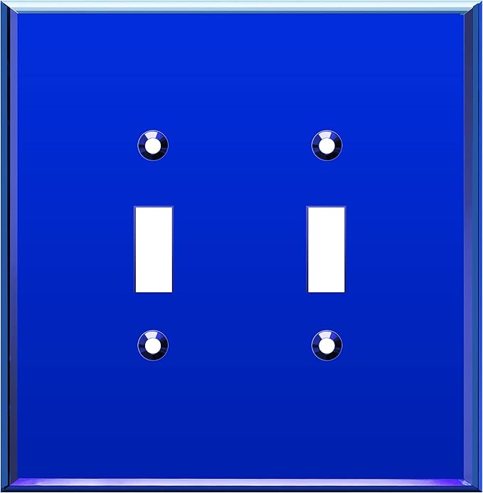 LIDER Double Toggle Switch Acrylic Wall Plate, Mirrored Dual Light Switch Plate, Plexiglass Switch Cover, Reflective Finish, Modern Decoration Upgrade, Oversized 2-Gang 5.25" x 5.25", Blue