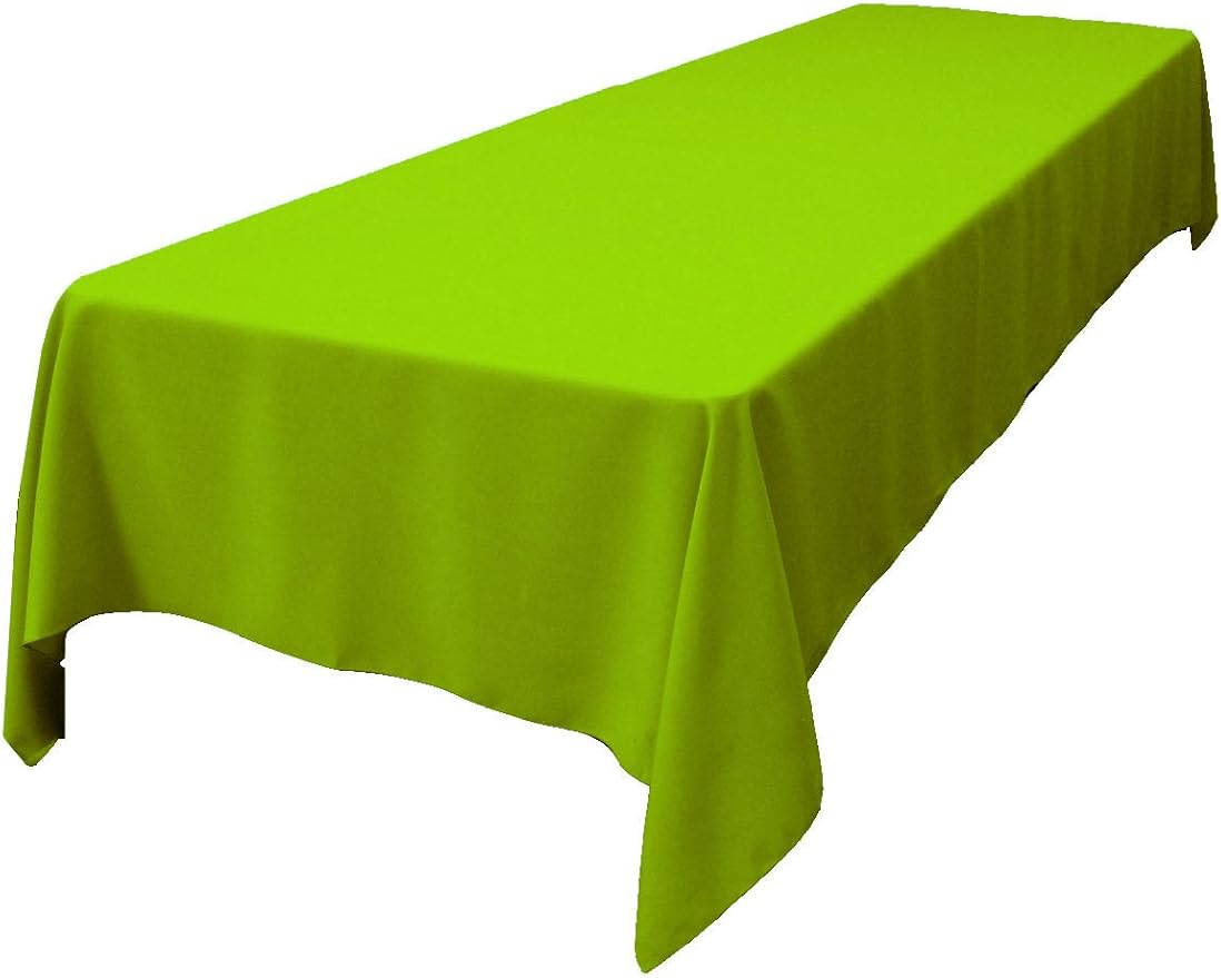 LA Linen Polyester Poplin Washable Rectangular Tablecloth, Stain and Wrinkle Resistant Table Cover 60x144, Fabric Table Cloth For Dinning, Kitchen, Party, Holiday 60 by 144-Inch, Lime