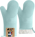 GORILLA GRIP BPA-Free Soft Silicone Oven Mitts, 14.5x8.3, Heat Resistant and Waterproof Cooking Gloves, Thick Cotton Lining, Flexible Gripping for Baking Grilling, Kitchen Potholders Set of 2, Mint