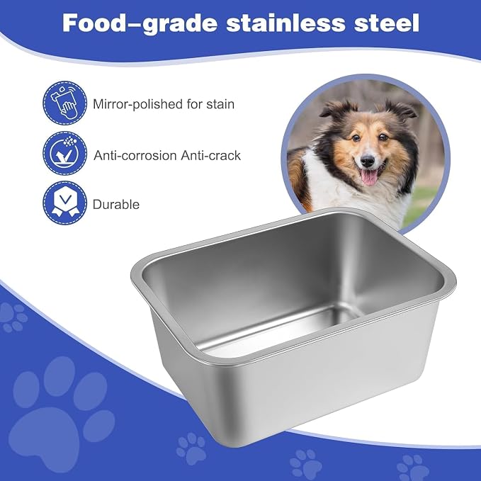 4 Gallon Large Dog Water Bowl, 2 Pack Stainless Steel Dog Bowls | 15.7 x 11.8 x - Image 6