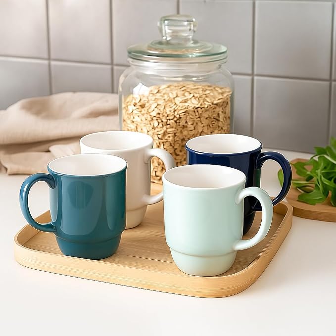 Stackable Porcelain Coffee Mug Set of 4 – 20oz Jumbo Capacity, Space-Saving - Image 8