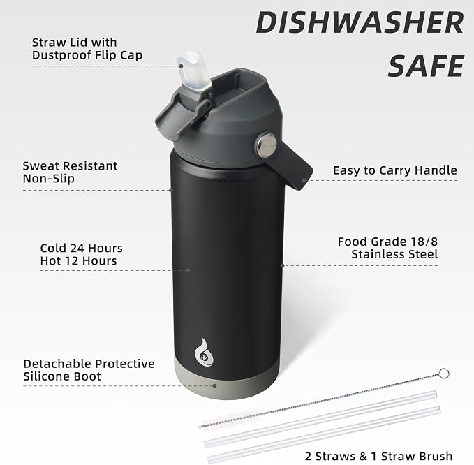BJPKPK 18oz Insulated Water Bottle, Stainless Steel Bottle - Image 3
