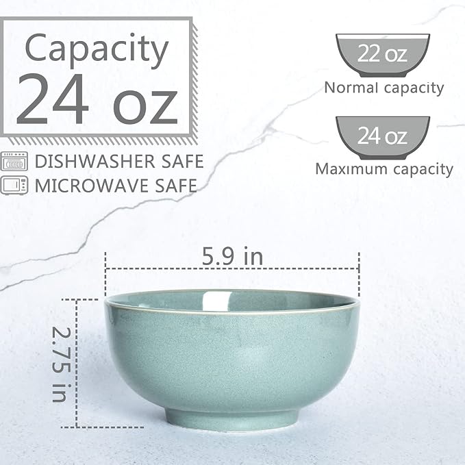 Ceramic Soup Bowl Set of 4, 24 Oz, Cereal Bowl - Image 2