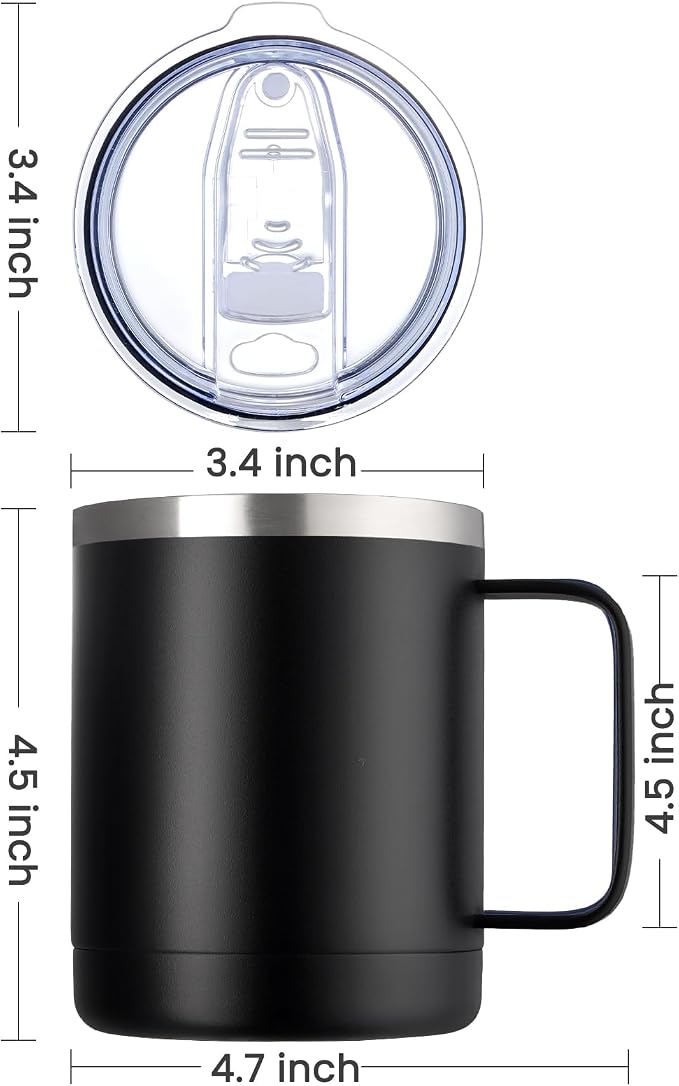 MEWAY 12oz Coffee Mug With Handle 4 Pack Bulk, Stainless Steel Insulated Travel - Image 4