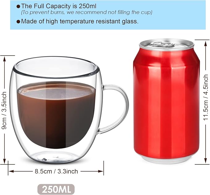 Sorfity Cappuccino Glass Mugs, Cappuccino, Tea Bag - Image 4