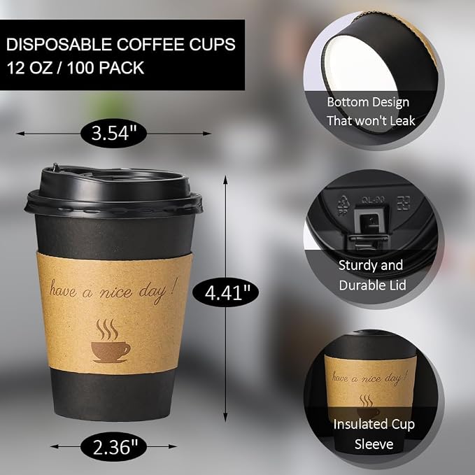 BYSNOW 500 pack 12 oz Bulk Disposable Coffee Cups - Image 4