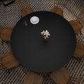 Leather Table Cover Round - 1.8mm Thick,Dia.37 Inch Waterproof & Easy to Clean Protects Table Surfaces Conceals Scratches & Flaws for Coffee Tables & Dining Tables(Black+Black Dia.37Inch)