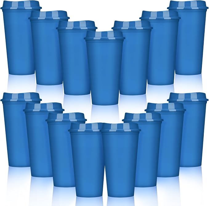 Domensi 15 Pack Reusable Plastic Coffee Cups by Domensi