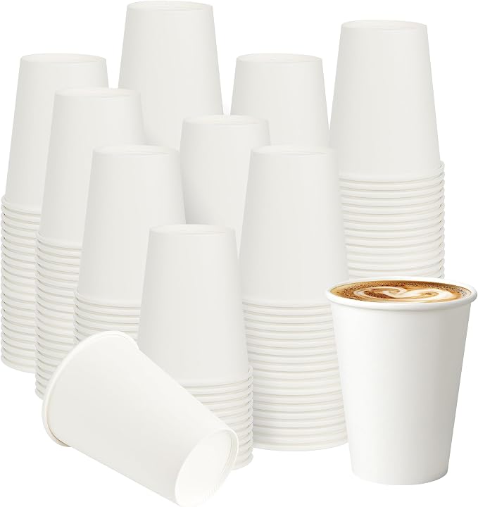 12 oz 300 Pack Paper Coffee Cups, Hot Paper Cups, Thickened Leak-Free White by VPACKDUO