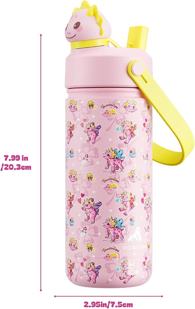 POWCAN 18 oz Kids Water Bottle: 2-in-1 Straw Spout Lid - Image 8