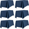 PureFit 6 Pack Rectangle Navy Blue Table Cloths 60 x 102 Inch for 6Ft Tables, Stain and Wrinkle Resistant Table Linens for Home Use, Wedding, Party, Banquet and Camping