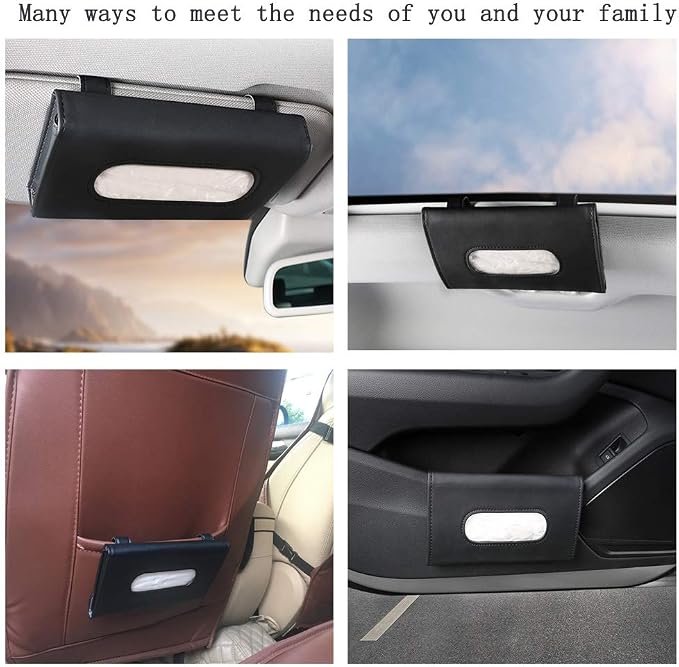 Carstuus Car Tissue Holder, Sun Visor Napkins Holder, Car Accessories | Black - Image 2