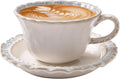 Vintage Porcelain Coffee Cup and Saucer Set, 12 OZ Ceramic Latte Mug by Unknown