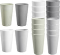 HEYCOME Set of 16 Wheat Straw Cups, Reusable Plastic Cups Sets, Water Glasses by StayHealthyStayHappy